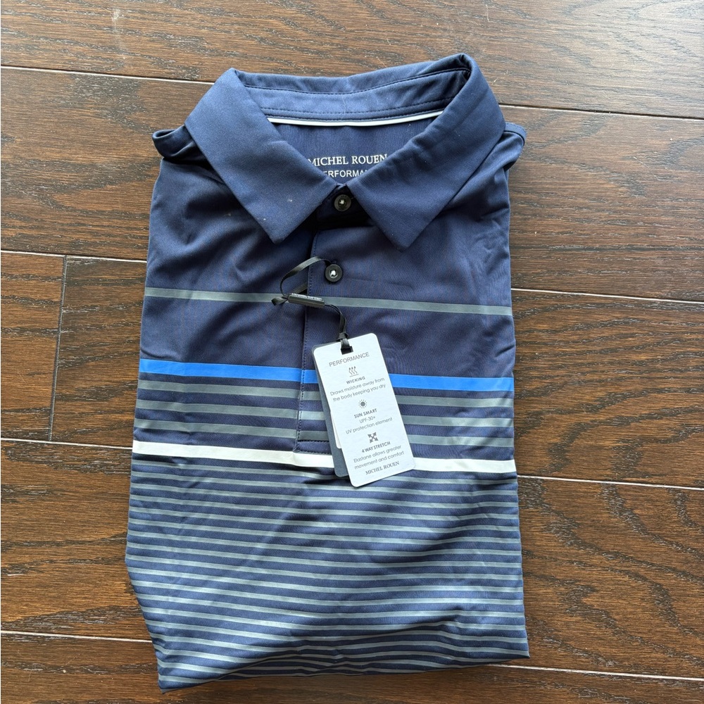 Men's Blue Striped Golf Shirt